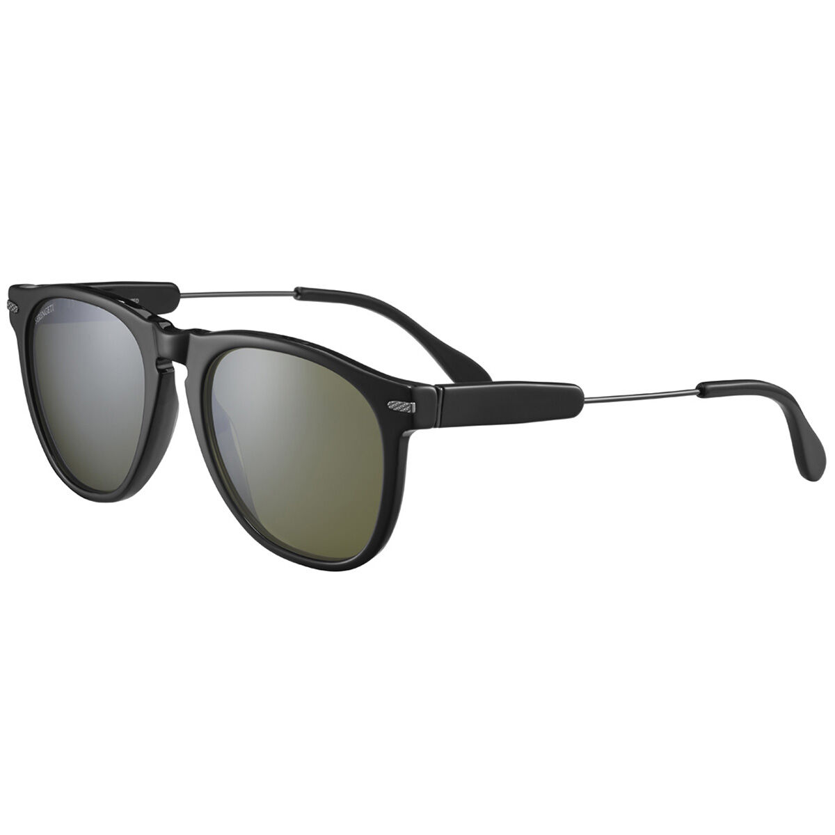 AMBOY, Shiny Black Acetate with Shiny Dark Gunmetal Metal-Mineral Polarized 555nm Cat 3 to 3, hi-res image number null